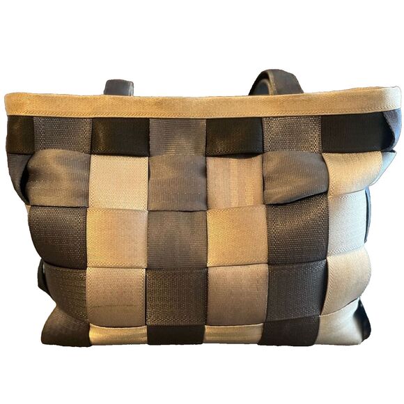 Vintage Harvey's Original Seatbelt Bag Treecycle Tote Double Handles - Picture 2 of 11